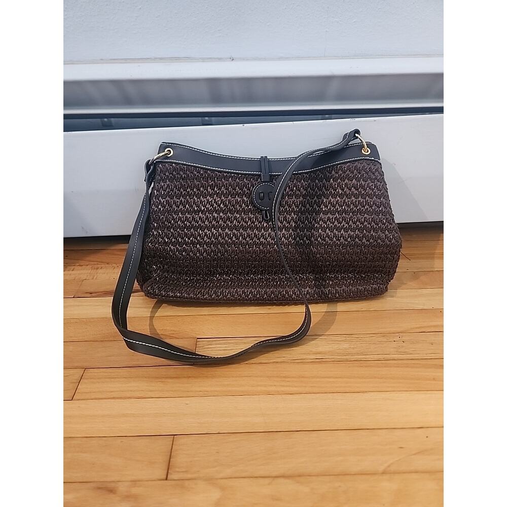 Etienne Aigner Woven Straw Purse Crossbody & Handbag Brown Shoulder Bag